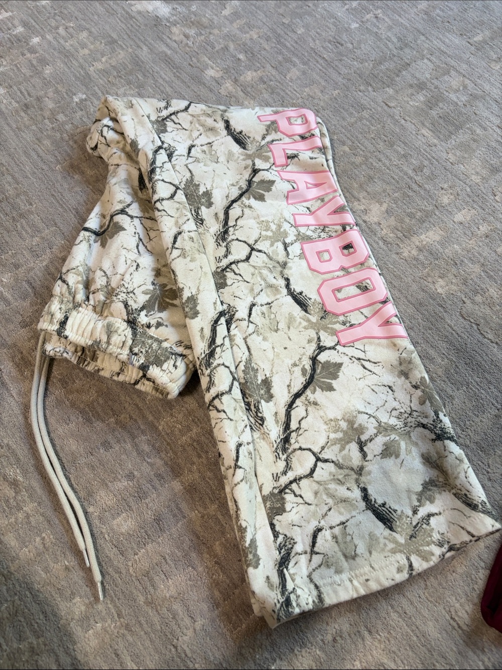 PLAYBOY Cream Camo Shorts with Pink Logo